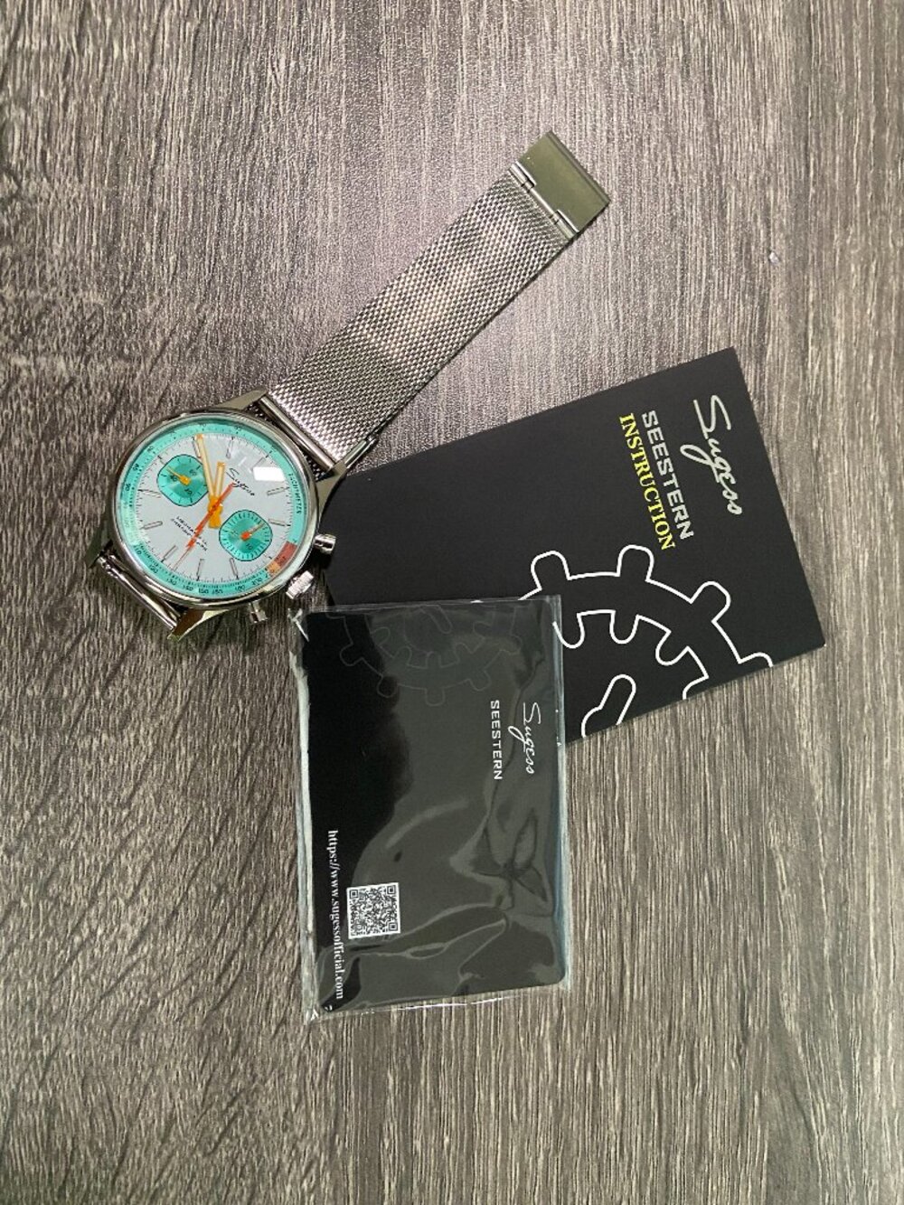Sugess Seestern Mechanical Chronograph Watch Mint Dial
